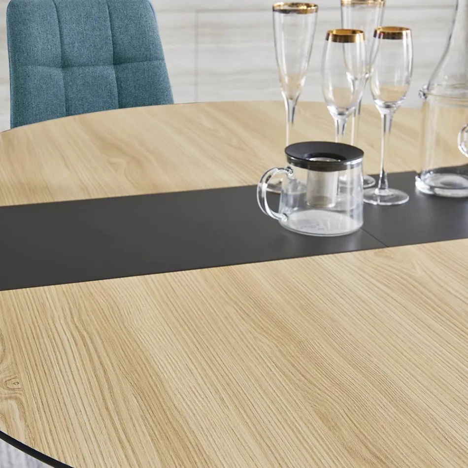 Tavolo Rotondo Allungabile con Piano in MDF Rivestito in Laminato - Puglia Viadurini