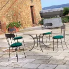 Tavolo Rotondo da Esterno con Piano in Travertino Made in Italy - Scozia Viadurini
