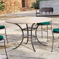 Tavolo Rotondo da Esterno con Piano in Travertino Made in Italy - Scozia