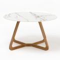 Tavolo Rotondo da Esterno in Ceramica Calacatta Oro Made in Italy - Pegaso