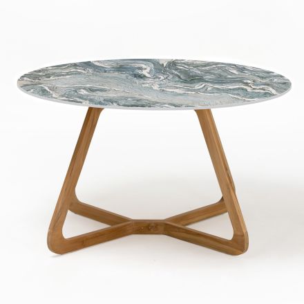 Tavolo Rotondo da Esterno in Ceramica Iconic Ciprus Made in Italy - Pegaso Viadurini