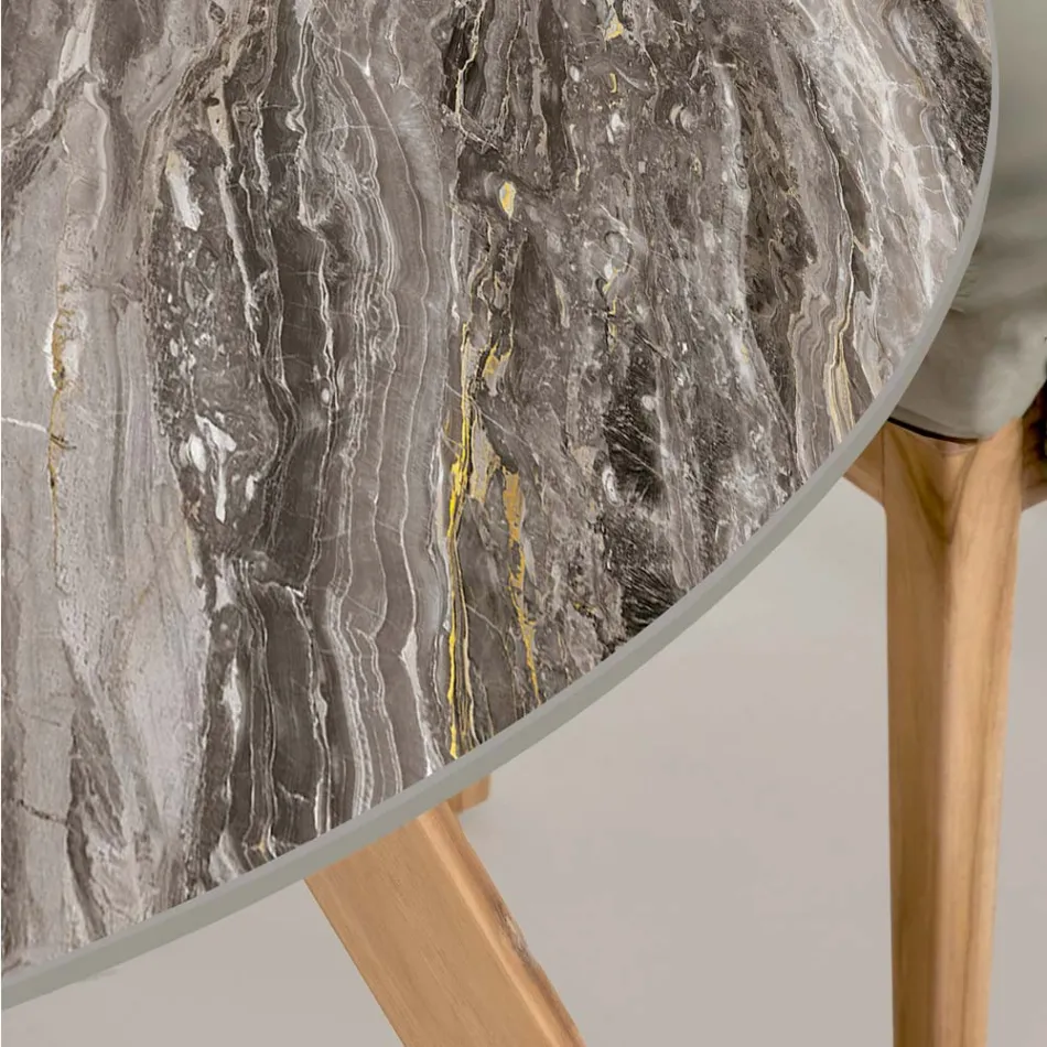 Tavolo Rotondo da Esterno in Ceramica Orobico Luxe Made in Italy - Pegaso Viadurini