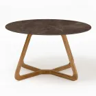 Tavolo Rotondo da Esterno in Ceramica Pulpis Brown Made in Italy - Pegaso Viadurini