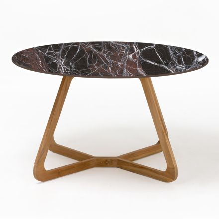 Tavolo Rotondo da Esterno in Ceramica Rosso Domus Made in Italy - Pegaso Viadurini