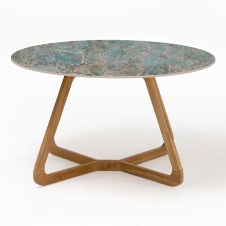 Tavolo Rotondo da Esterno in Ceramica Santos Made in Italy - Pegaso Viadurini