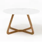 Tavolo Rotondo da Esterno in Ceramica Total White Made in Italy - Pegaso Viadurini