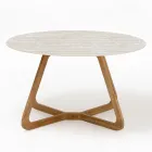 Tavolo Rotondo da Esterno in Ceramica Travertino Chiaro Made in Italy - Pegaso Viadurini