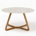 Tavolo Rotondo da Esterno in Ceramica Travertino Chiaro Made in Italy - Pegaso