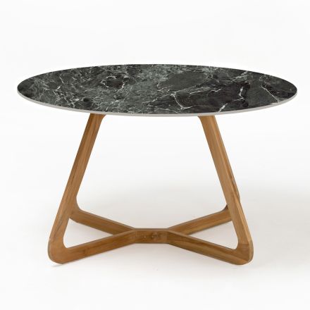 Tavolo Rotondo da Esterno in Ceramica Verde France Made in Italy - Pegaso Viadurini