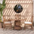 Tavolo Rotondo da Esterno in Polyrattan con Piano in Vetro - Gigi Viadurini