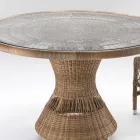 Tavolo Rotondo da Giardino con 4 Poltroncine con Braccioli - Gigi Viadurini