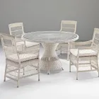 Tavolo Rotondo da Giardino con 4 Poltroncine con Braccioli - Gigi Viadurini