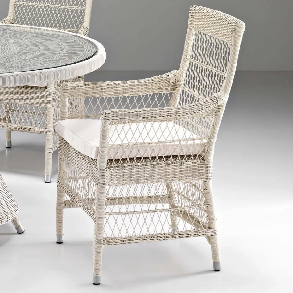 Tavolo Rotondo da Giardino con 4 Poltroncine con Braccioli - Gigi Viadurini