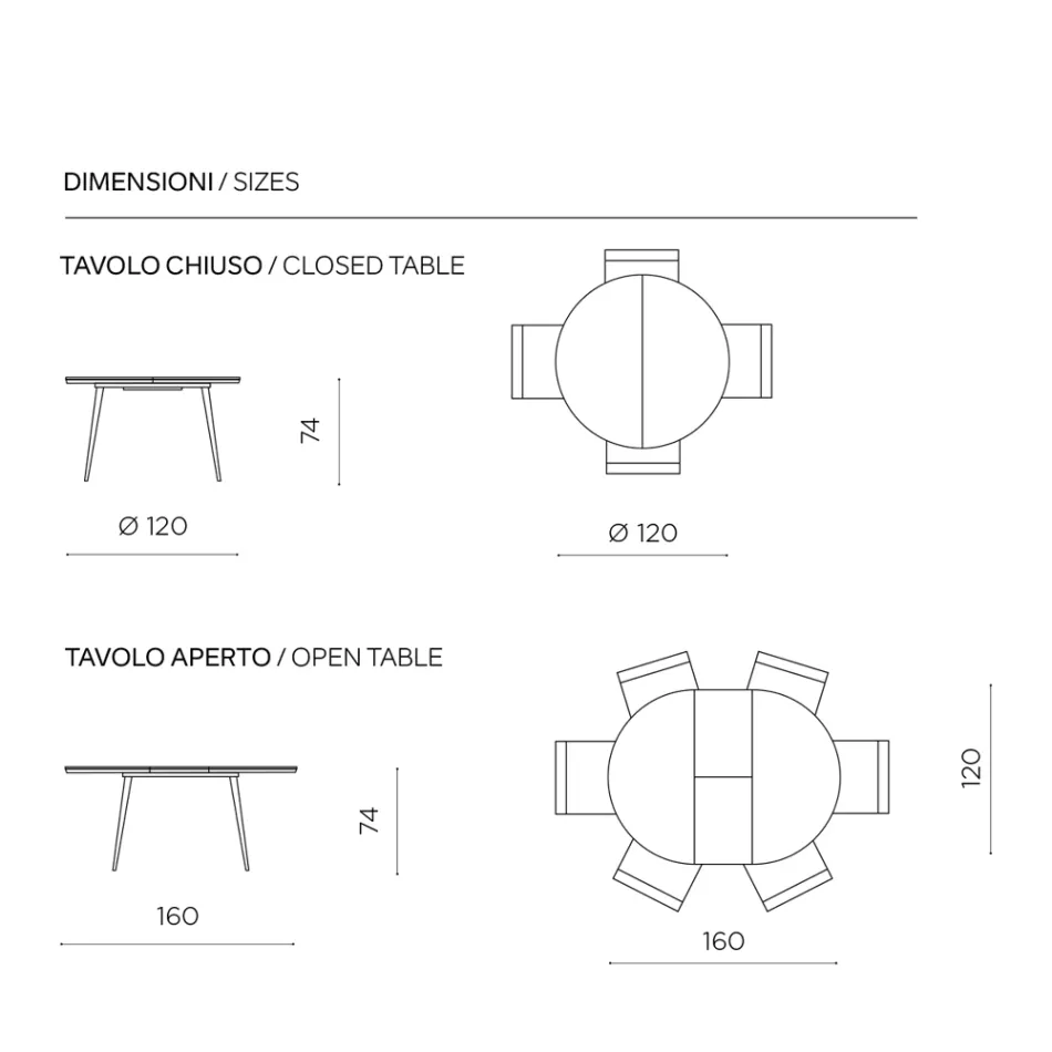 Tavolo Rotondo da Sei Persone con Piano in Mdf e Base in Metallo - Croma Viadurini