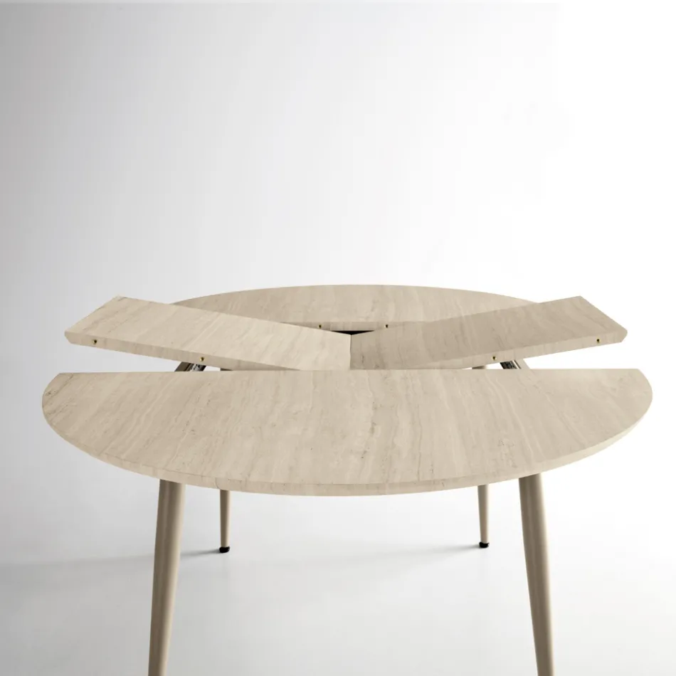 Tavolo Rotondo da Sei Persone con Piano in Mdf e Base in Metallo - Croma Viadurini