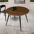 Tavolo Rotondo da Sei Persone con Piano in Mdf e Base in Metallo - Croma Viadurini