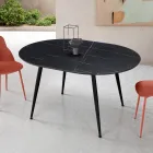 Tavolo Rotondo da Sei Persone con Piano in Mdf e Base in Metallo - Croma Viadurini