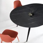 Tavolo Rotondo da Sei Persone con Piano in Mdf e Base in Metallo - Croma Viadurini