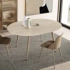 Tavolo Rotondo da Sei Persone con Piano in Mdf e Base in Metallo - Croma Viadurini