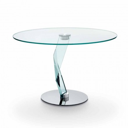 Tavolo Rotondo di Design Moderno in Vetro Extrachiaro Made in Italy – Akka Viadurini