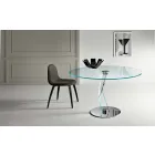 Tavolo Rotondo di Design Moderno in Vetro Extrachiaro Made in Italy – Akka Viadurini