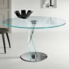 Tavolo Rotondo di Design Moderno in Vetro Extrachiaro Made in Italy – Akka Viadurini