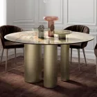 Tavolo Rotondo Fisso con Piano in Ceramica Made in Italy - Forbice  Viadurini