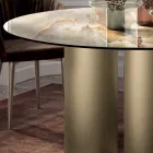 Tavolo Rotondo Fisso con Piano in Ceramica Made in Italy - Forbice  Viadurini