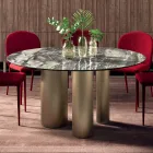 Tavolo Rotondo Fisso con Piano in Ceramica Made in Italy - Forbice  Viadurini