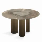Tavolo Rotondo Fisso in Ceramica e Acciaio Made in Italy - Forbice Viadurini