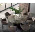 Tavolo Rotondo Fisso in Ceramica e Acciaio Made in Italy - Forbice Viadurini