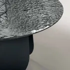 Tavolo Rotondo in Vetro Martellato Retroargentato Made in Italy - Almo Viadurini