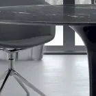 Tavolo Rotondo Moderno in Marmo di Carrara e Marquinia Made in Italy – Dollars Viadurini