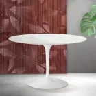 Tavolo Rotondo Tulip Saarinen H 74 cm in Ceramica Florim Bianca Opaca - Scarlet Viadurini