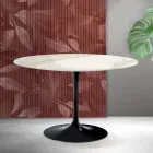 Tavolo Rotondo Tulip Saarinen H 74 cm in Ceramica Florim Calacatta Gold Opaco - Scarlet Viadurini