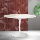 Tavolo Rotondo Tulip Saarinen H 74 cm in Ceramica Florim Calacatta Gold Opaco - Scarlet Viadurini