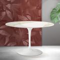 Tavolo Rotondo Tulip Saarinen H 74 cm in Ceramica Florim Calacatta Gold Opaco - Scarlet