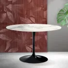Tavolo Rotondo Tulip Saarinen H 74 cm in Ceramica Florim Statuario Opaco - Scarlet Viadurini