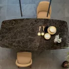 Tavolo Sala da Pranzo Piano in Ceramica Opaca e Gambe in Metallo - Monacco Viadurini