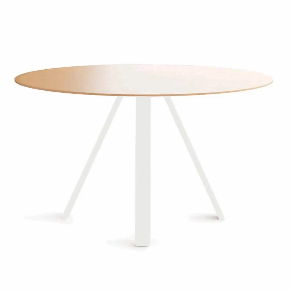 Tavolo Sala da Pranzo Tondo in Metallo e MDF Made in Italy - Cornelius Viadurini