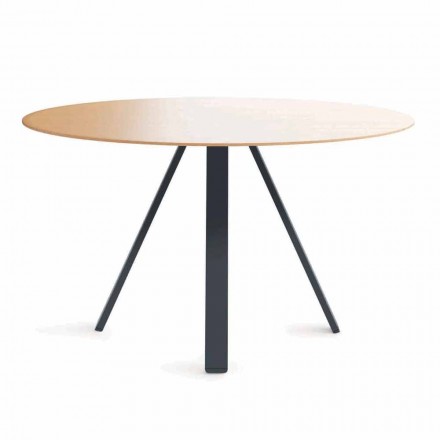 Tavolo Sala da Pranzo Tondo in Metallo e MDF Made in Italy - Cornelius Viadurini