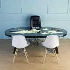 Tavolo scrivania moderno con piano in vetro made in Italy, Pontida Viadurini