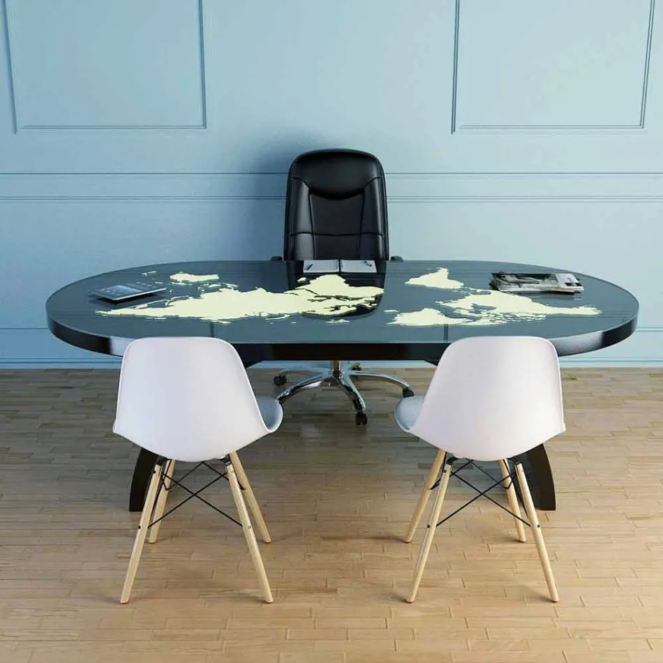 Tavolo scrivania moderno con piano in vetro made in Italy, Pontida Viadurini