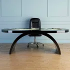 Tavolo scrivania moderno con piano in vetro made in Italy, Pontida Viadurini