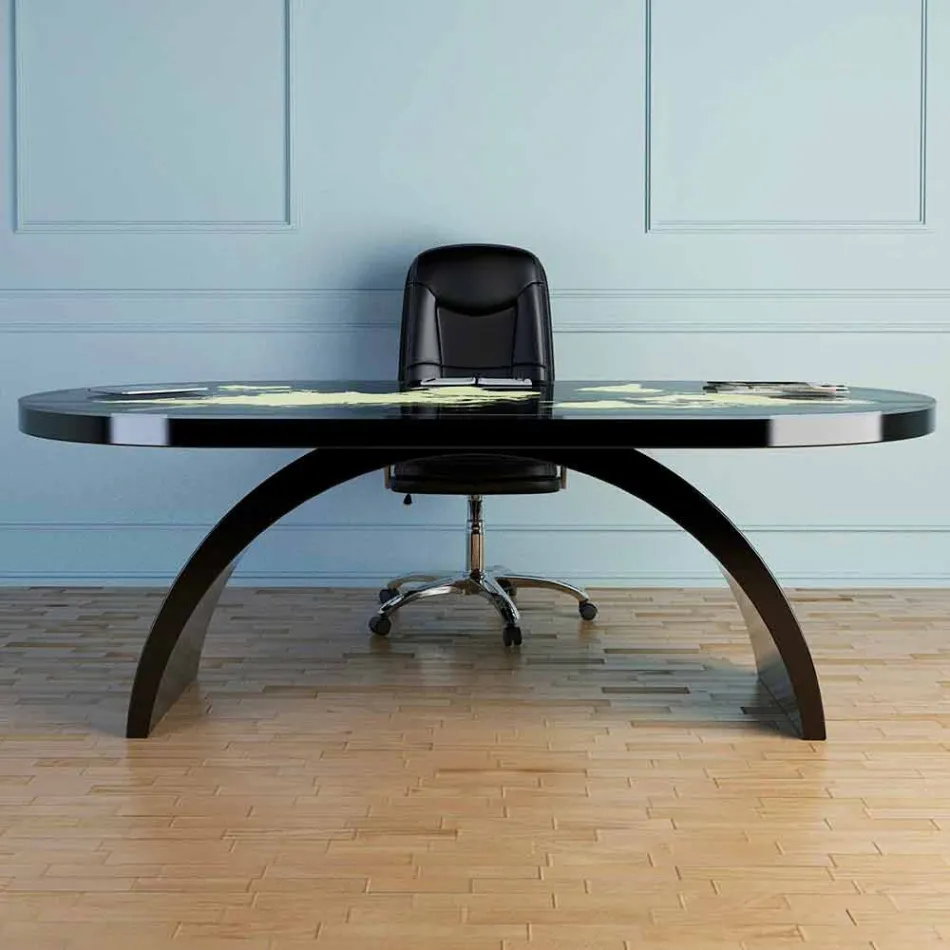 Tavolo scrivania moderno con piano in vetro made in Italy, Pontida Viadurini