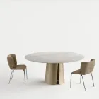 Tavolo Tondo da Pranzo con Piano in Ceramica di Design Made in Italy - Caleido Viadurini