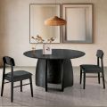 Tavolo Tondo da Sei Persone in Mdf in Tre Colori con Gambe Curve - Argo