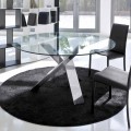 Tavolo tondo di design D 120 piano in cristallo made in Italy Cristal