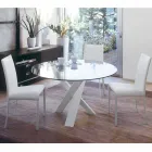 Tavolo tondo di design d.130 piano in cristallo made in Italy Cristal Viadurini