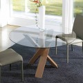 Tavolo tondo di design D 150 piano in cristallo made in Italy Cristal
